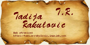 Tadija Rakulović vizit kartica